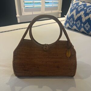 BRAND NEW The Winding Road brand Brown woven Hand Bag with Curved Design